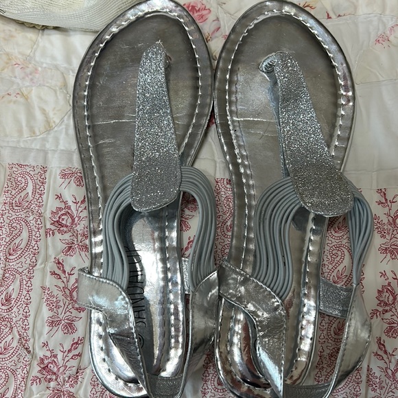 Silver Slip on Sandals - Picture 1 of 3